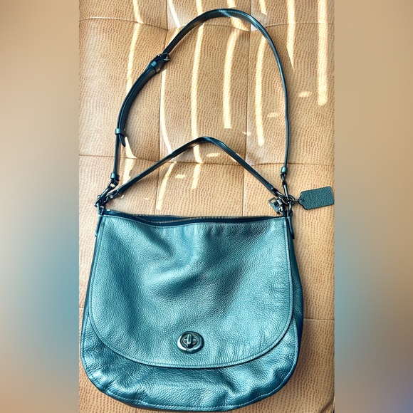 Coach Turnlock Hobo Bag in Metallic Gunmetal, Great Condition - Picture 1 of 7